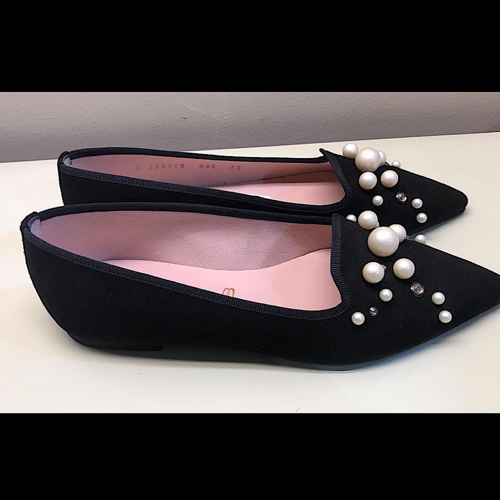 PRETTY BALLERINAS Swarovski crystals, black leather, new